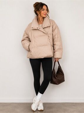 Old Navy Water-Resistant Double-Breasted Puffer Jacket Beige XXL